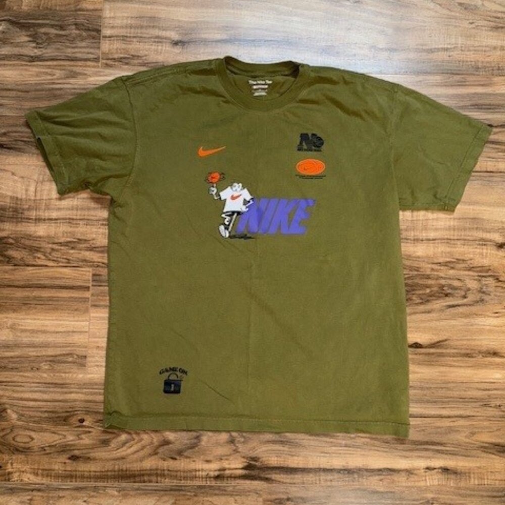Nike Olive Graphic Tee with Fun Design